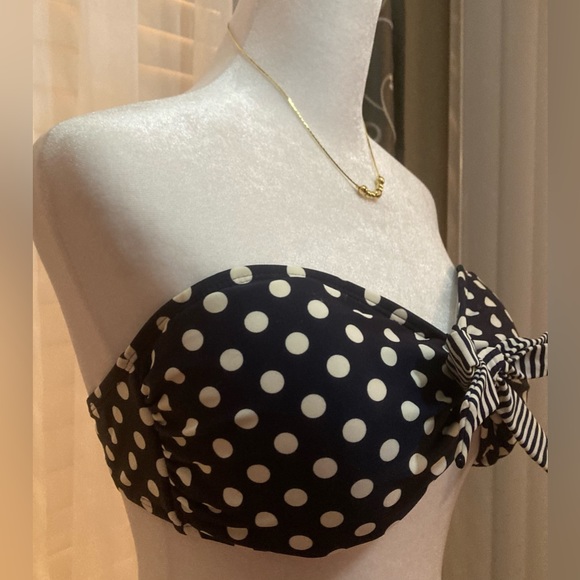 Xhiliration Polkadot Navy and White Padded Bikini Top XL NWOT - Picture 9 of 11
